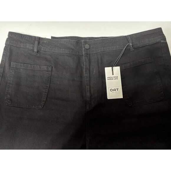 Oat New York Jeans Women's Size 22W High Rise Wide Leg Black Wash Raw Hem Jeans - Picture 3 of 8